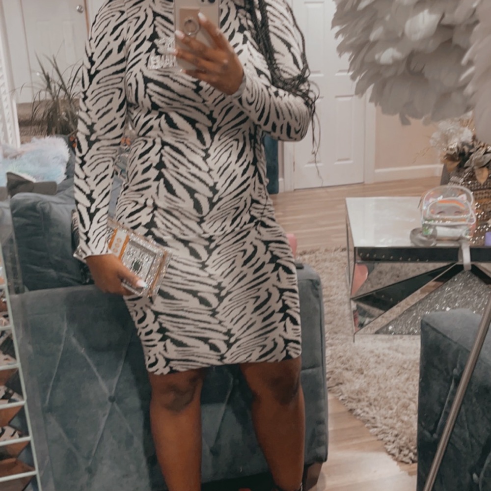 Black and white sweater dress